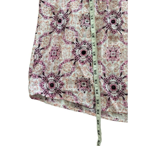 Jane and Delancey Paisley Sz Small Pink Floral Button Front Short Sleeve V Neck - Picture 6 of 6